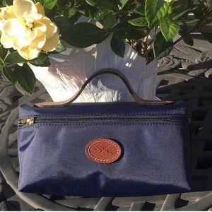 Longchamp LePliage Nylon cosmetic case in navy and khaki